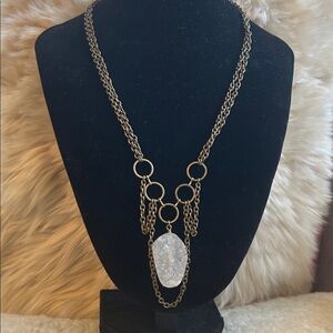 Unique Chain Necklace with Faux Crystal Pendant.